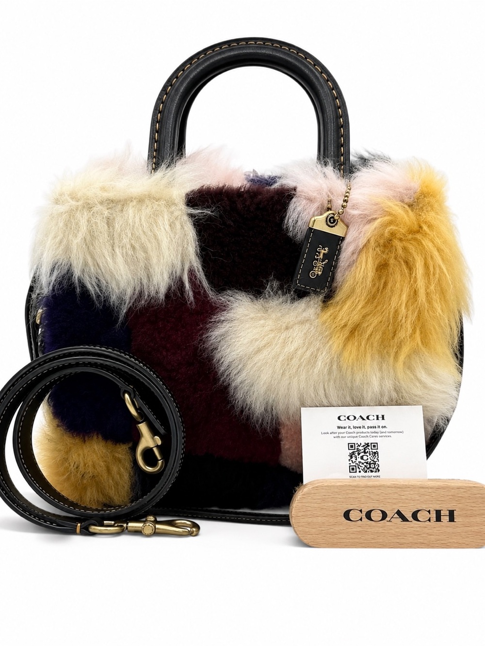 Coach Rogue 20 With Patchwork Shearling NWOT
